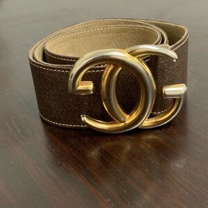 Gucci Dark Brown Belt with Gold and Silver Buckle